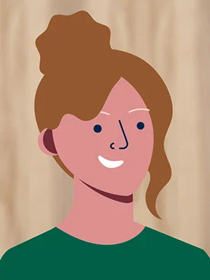 Illustratives farbiges Platzhalter-Portrait einer weiblichen Woodwork-Mitarbeiterin